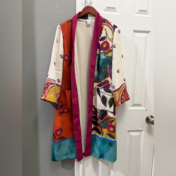 Chico’s multicolor floral duster with pockets - Picture 2 of 6